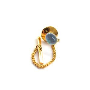 Vintage Estate Classic Gold Tone Faux Opal Glass Tie Tack Lapel Pin
